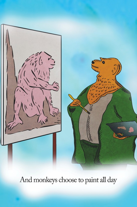p8 - and monkeys choose to paint all day